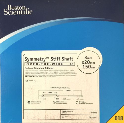 Boston scientific symmetry stiff shaft otw balloon dilatation cath, ref: 10-560 for sale