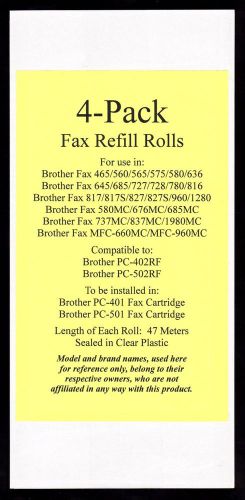 4-pack of PC-402RF Fax Film Refill Rolls for Brother Fax MFC-660MC and MFC-960MC