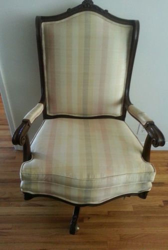 RARE EXCLUSIVE CUSTOM MADE  BUCCOLA SILK  &amp; WOOD OFFICE CHAIR