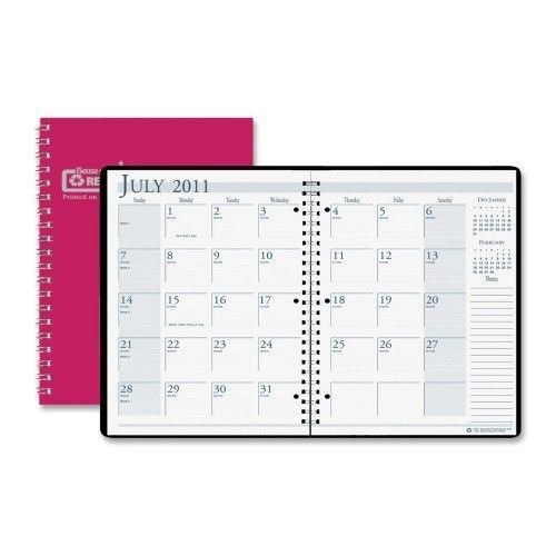 Wirebound Leatherette Monthly Planners, 14 Mos, 8-1/2&#034;x11&#034;, Red, 2013