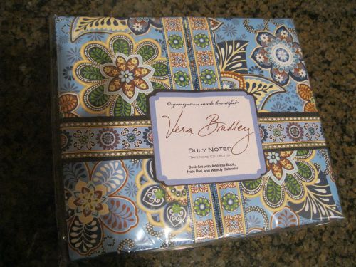 Nwt vera bradley duly noted desk set address book note pad, wk caldr bali blue for sale