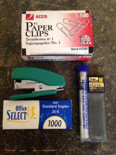 Desk Set - 0.5mm Mechanical Pencil Lead, Erasers, Miniature Stapler w/ Staples