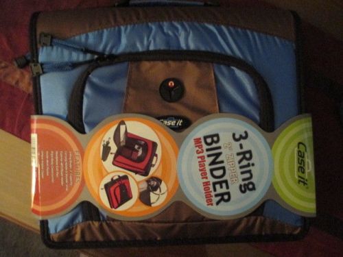 Case It 3 Ring Binder Blue/Brown MP3 Player Holder-New