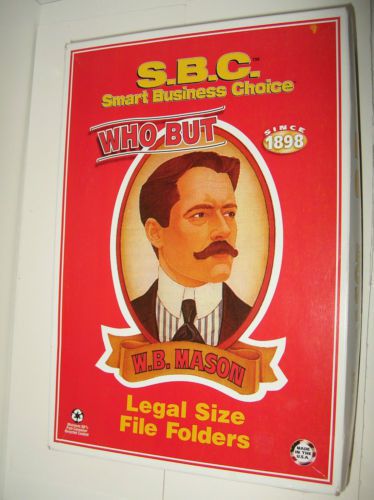 W.B. Mason SBC5005 Interior File Folders, 1/5 Cut, Legal, Manila, 100/Box