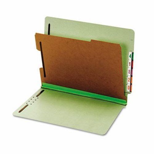 Pressboard End Tab Folders, 4 Sections, Letter, Green, 10 per Box (GLW23214)