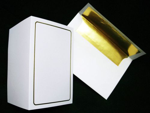 900 sets, shiny gold bordered a8 announcement cards and gold lined envelopes for sale