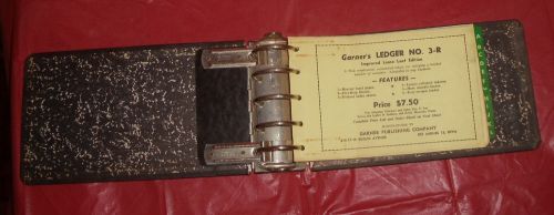 Vtg garner&#039;s 5 ring metal hinge ledger binder column form sheets index tabs a- z for sale