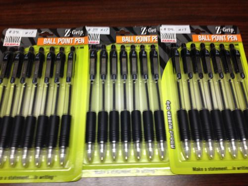 LOT OF 3 7-PACK Zebra Z-Grip Retractable Ballpoint Pens Black Medium Point - NEW