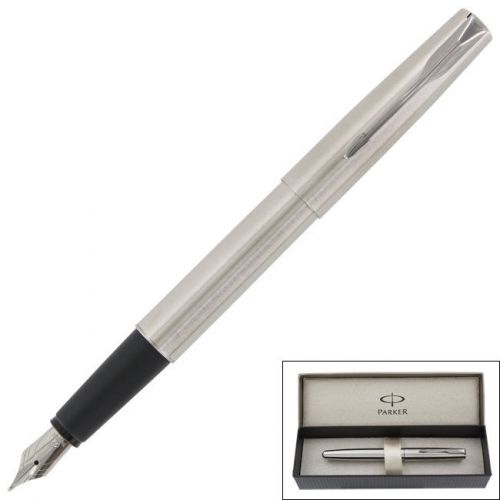 Parker Frontier Stainless Steel Chrome Trim Medium Point Fountain Pen