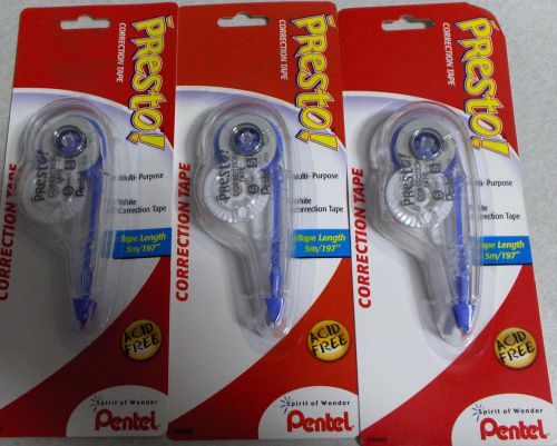 Pentel® Presto! Multipurpose Correction Tape 5mm x 5m (Pack of 3)