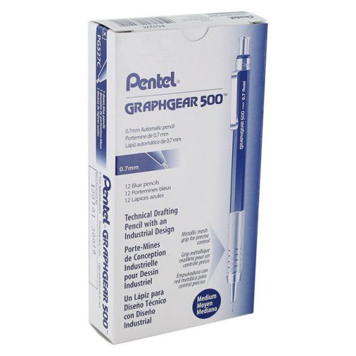 Pentel graph gear 500 automatic drafting pencil 0.7mm blue barrel dozen pg527c for sale