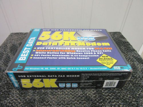 BEST DATA EXTERNAL 56K MODEM FAX DATA INTERNET WINDOWS MAC PC SMART ONE USB NEW