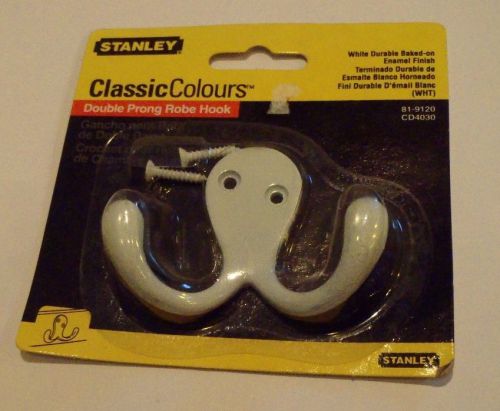 Stanley Hardware 81-9120 CD4030 Double Prong Coat &amp; Hat Hooks, White Paint ~ NEW