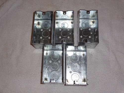 4&#034; x 2&#034; x 2-1/8&#034; Deep Welded w/Conduit KO Handy Box (Lot of 5)