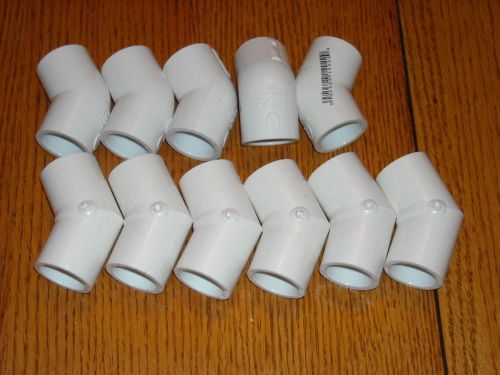 Lot of 11 Pcs ~ 45 Deg PVC elbows ~ 1/2&#034; slip to 1/2&#034; slip ~ female ~ dura lasko