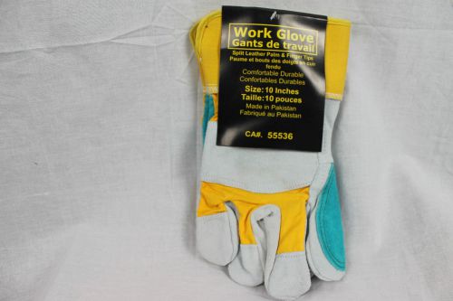 12 pair double palm split cowhide leather work glove industrial quality one size for sale