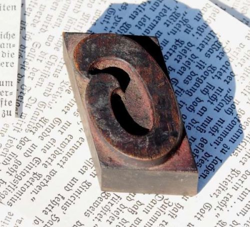 O fancy letter old wooden letterpress printing block wood type Art Nouveau print