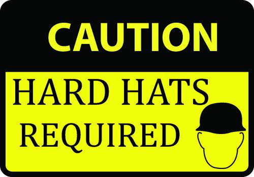 Caution hard hats required work sight sign safety first yellow warning 1 qty usa for sale