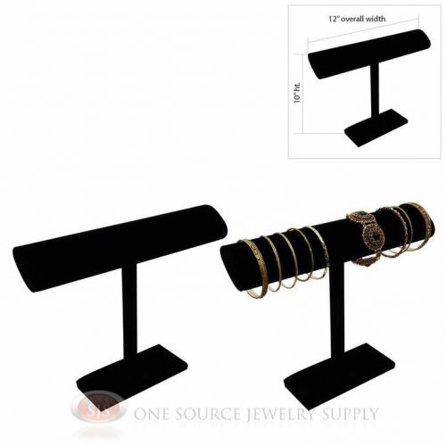 (2) 10&#034; Black Velvet 1 Tier T-Bar Oval Jewelry Bracelet Display Presentation