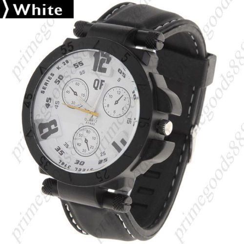 Rubber Band Quartz Wrist Sub Dials Free Shipping White Face Men&#039;s WristWatch