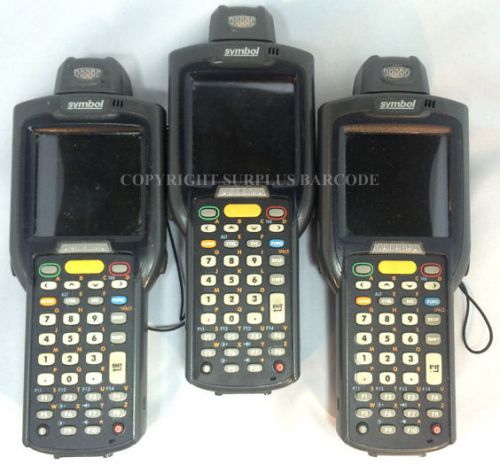 Lot of (3) motorola symbol mc3090-ru0ppbg00wr laser wireless barcode scanners for sale