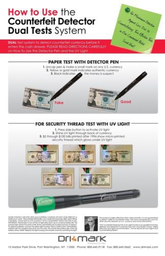 DRI MARK PRODUCTS 351UVB Smart Money Counterfeit Detector Pen With Reusable