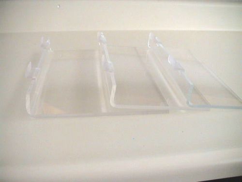 LOT OF 11 Clear Acrylic Plexiglass  Store Display Shelf Slatwall 12X 4, 6 AND 8&#034;