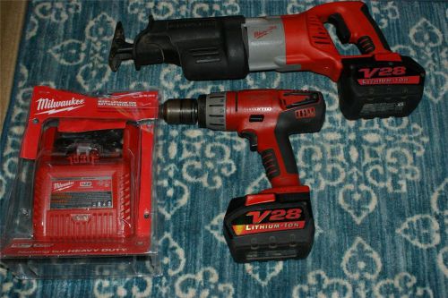 Milwaukee 0724-20 1/2&#034; Drill/Driver 28v with milwaukee 0719-20 sawzall 28v kit