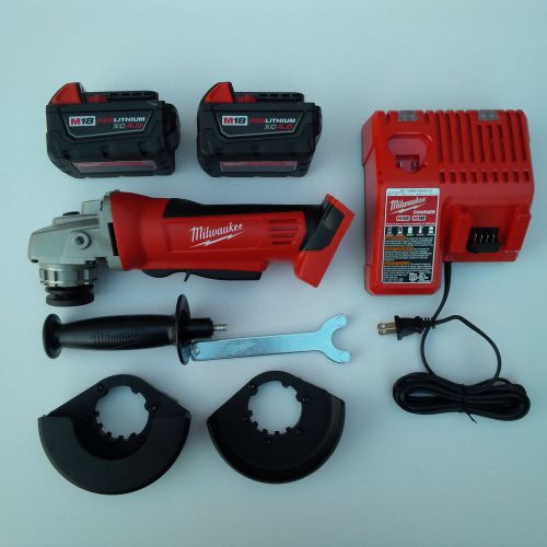 Milwaukee 2680-20 18v 4-1/2&#034; grinder, (2) 4.0 48-11-1840 batteries, charger m18 for sale