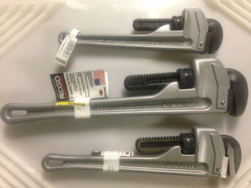 Ridgid 3Pc Aluminum Pipe Wrench Set 12&#034; 14&#034; 18&#034; New