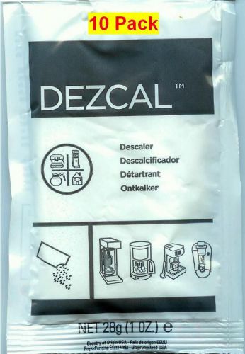 URNEX DEZCAL ESPRESSO COFFEE MAKER SCALE REMOVER 10 Pak