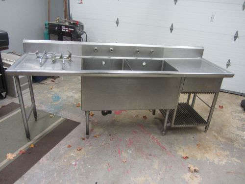 Oversize stainless steel 2 compartment sink - 8 feet wide &amp; 22 inch basins! for sale