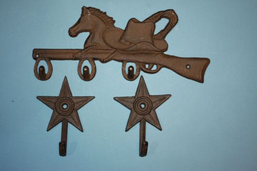 (1set) Horse, Rifle, 3 Hooks,2 Horsehead hooks, Country Western Home Decor,horse