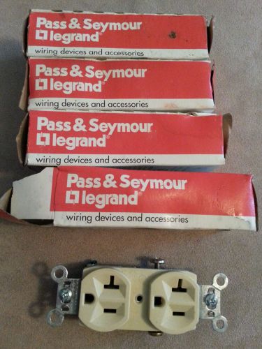 (4) Pass Seymour CR20-I  IVORY  Decorator Duplex Receptacle 20A 125V