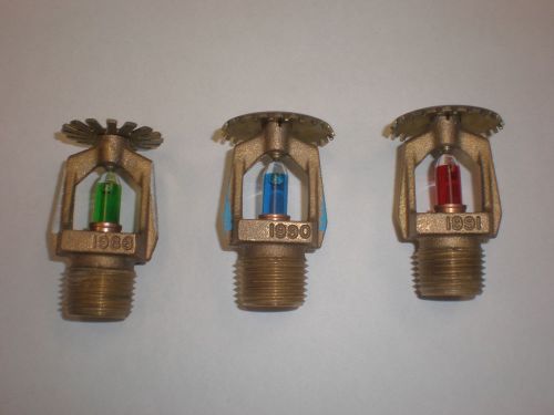 3 NEW VIKING SPRINKLER HEADS BRASS 1984 BLUE &amp; 1991 GREEN &amp; 1991 RED