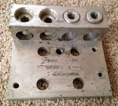 Brumall 4-600L 4 Terminal Block 600 MCM-2 -- FREE SHIPPING!!!