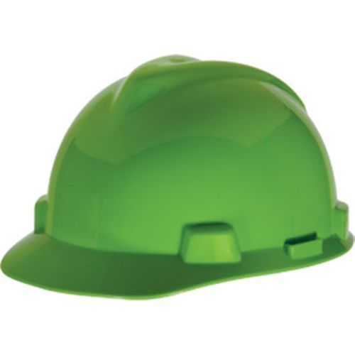 MSA V-GARD Hi Vis. Lime Hard Hat Fas Trac 4pt. Ratchet Suspension