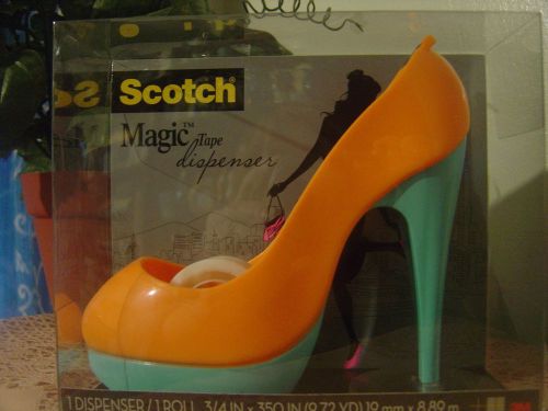 Scotch Magic Tape Dispenser Ladies Stiletto Orange with Blue Sole &amp; Heel NMSP