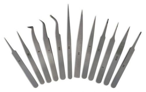 12 Piece Diamond Gemstone Tweezer Beading Jewelry Repair Hobby Tool Set