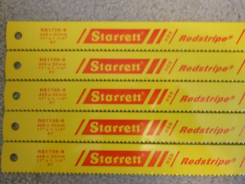 5 NEW IN BOX STARRETT REDSTRIPE POWER HACKSAW BLADES! RS1706-6 17&#034;x1-1/4&#034; 6T HSS