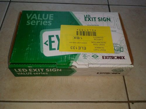 Exitronics led exit sign value series 120/277v ac - green letters white housing for sale