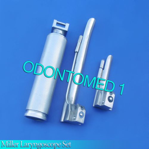 LARYNGOSCOPE MEDIUM HANDLE C + 2 MILLER BLADE #0 and #2 ENT ANESTHESIA SET