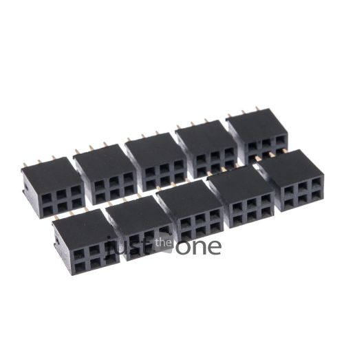 10PCS 2x 3 Pin 2.54mm Double Row Female Straight Header Pitch Socket Pin Strip