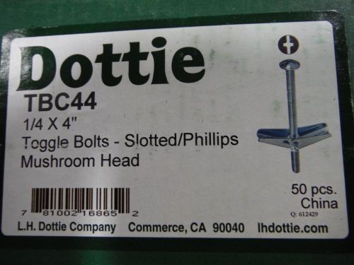 1/4 X 4&#034; toggle bolts (50pcs) Zinc---  (Dottie TBC44)