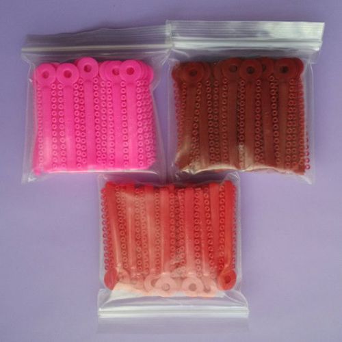 NEW 3 Dental Orthodontics Elastic Elastomeric Ligature Ties Pink + Red Colors