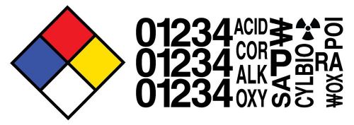 18&#034; nfpa kit 704 flammability instability rating symbol diamond hazard decal set for sale