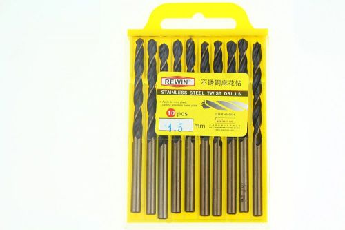 REWIN WM-Z045 10Pcs 9/50 inch Replacement Stainless Steel Twist Drill Bits wi...