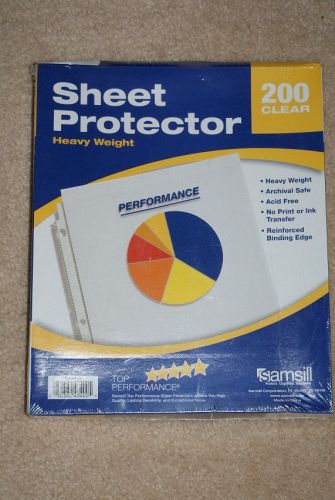 200 HEAVY DUTY SAMSILL CLEAR SHEET PROTECTORS~ACID FREE~ARCHIVAL SAFE~REINFORCED