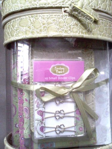 Carolina Pad Journal Memo Pad Cards Envelopes Clips Green Paisley Carry Case