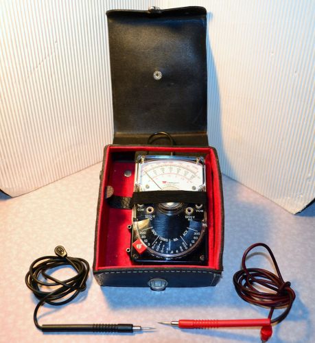 VINTAGE ORIGINAL TRIPLETT MODEL 310 TYPE 2 ANALOG VOLTMETER w/CASE &amp; TEST LEADS